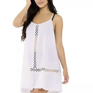 FRESHWATER EYELET TRIM SWIM COVER UP DRESS SIZE L  #593